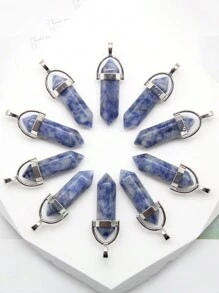 10PCS Natural Stone Agates Quartz Crystal Pendants For Necklace Charm Fluorite Hexagonal Pendant DIY Jewelry Making Accessories - Multicolor - View 13