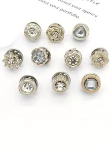 10 bucăți/set cataramă anti-alunecare, îmbrăcăminte pentru fustă pentru talie, broșă cu strass, fără cusut de Ziua Îndrăgostiților