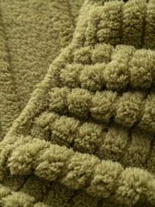 1pc Velvet Sofa Slipcover, Striped Spandex Couch Cover Protector, Double-sided Available, Winter Festival Decoration, Suitable For Various Size Sofas - Green - View 5