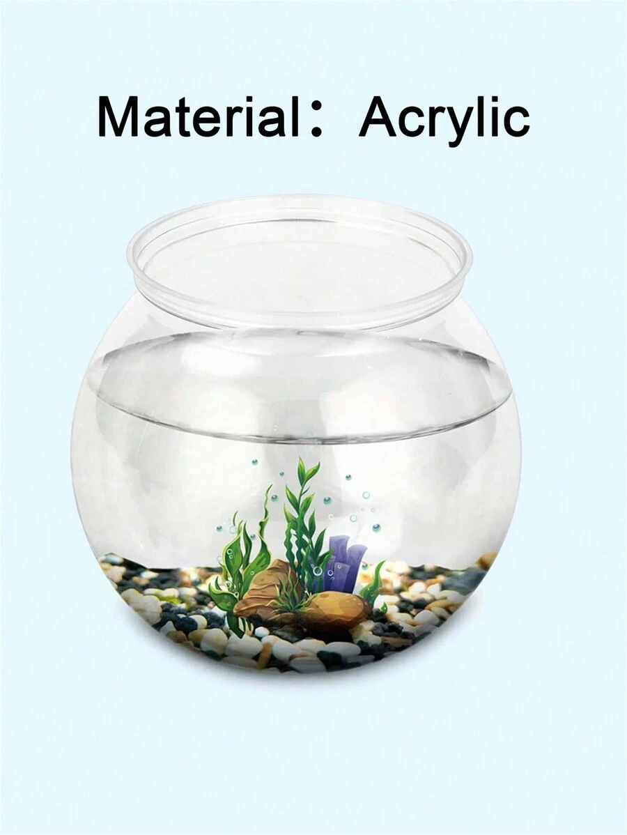 亞克力材料小魚缸,特別地白色魚缸,透明塑料圓形魚缸,客廳書桌家庭防摔金魚背心 - 無色 - 查看 1