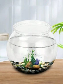 亞克力材料小魚缸,特別地白色魚缸,透明塑料圓形魚缸,客廳書桌家庭防摔金魚背心 - 無色 - 查看 5