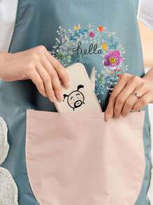 1塊防水防油男女皆可擦手的圍裙,適用於廚房、烹飪、家庭工作,防油韓版腰圍 - 藍色 - 查看 5