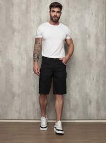 Liza Men's Denim Shorts With Lycra - Black - View 1