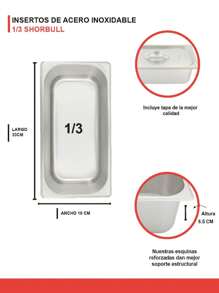 Inserto Acero Inoxidable 1/3 con Tapa 6.5 cm - Gris - Ver 5