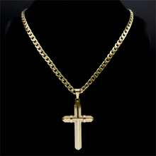 1pc Stainless Steel Cross Pendant Necklace, Suitable For Men's Everyday Wear, Perfect Gift For Father's Day, Family & Friends