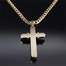 1pc Stainless Steel Cross Pendant Necklace, Suitable For Men's Everyday Wear, Perfect Gift For Father's Day, Family & Friends