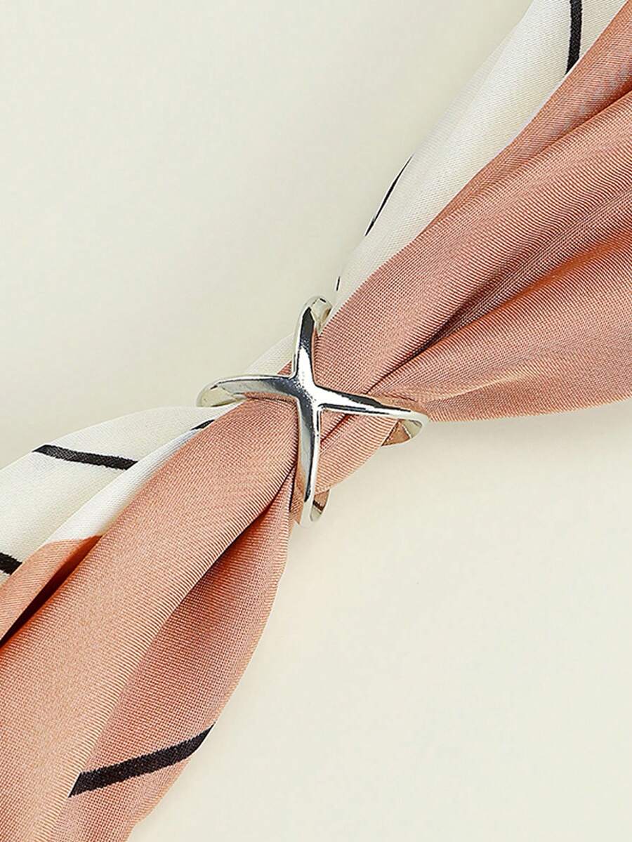 1 Miếng Của phụ nữ Creative Mạ vàng sao Thổ Khóa khăn , Linh hoạt Vượt qua Thiết kế rỗng Đối với Khăn quàng cổ Và Khăn choàng - Bạc - Xem 1