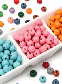 beadia 50pcs Colorful Round Wooden Beads, For Necklace And Bracelet DIY Crafting Materials - Multicolor - View 3