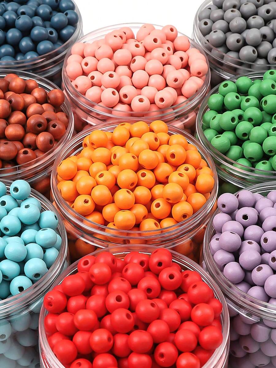 beadia 50pcs Colorful Round Wooden Beads, For Necklace And Bracelet DIY Crafting Materials