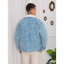 Men Denim Jackets - 藍色 - 查看 3