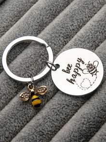 1pc Cartoon Bee Design Keychain, Key Ring, Christmas Gift For Friend - Silver - View 3