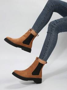 Women's Casual Round Toe Soft & Comfortable Slip-on Chelsea Fashion Boots - Brown - View 3