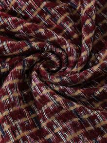 1入墨西哥酒紅色時尚編織披肩圍巾,搭配流蘇,適用於秋冬日常使用 - 酒紅色 - 查看 5