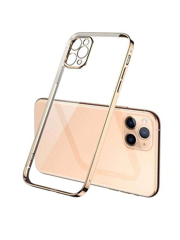 غطاء هاتف صلب شفاف من مادة TPU مع طلاء وقطع دقيقة، متوافق مع ايفون قطعة واحدة