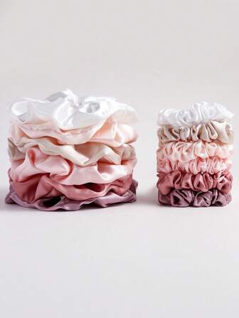 12件套女士缎面发圈，大小发绳，高马尾，不伤发绳，发饰