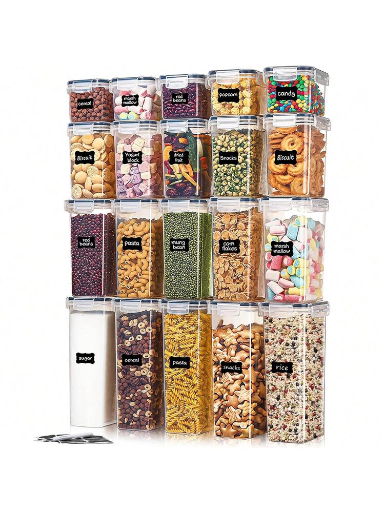 Set 60 Contenitori Alimenti KEMETHY Con Coperchio - Plastica Trasparente Senza BPA + Etichette - 5