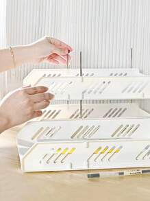 Desktop Storage Organizer With Random Combination, Including 3-tier File Rack, 3-tier Thick Plastic File Tray, And 3-tier Sorting Shelf With File Slot