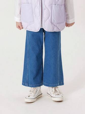 吐溫女孩秋季休閒時尚闊腿牛仔褲