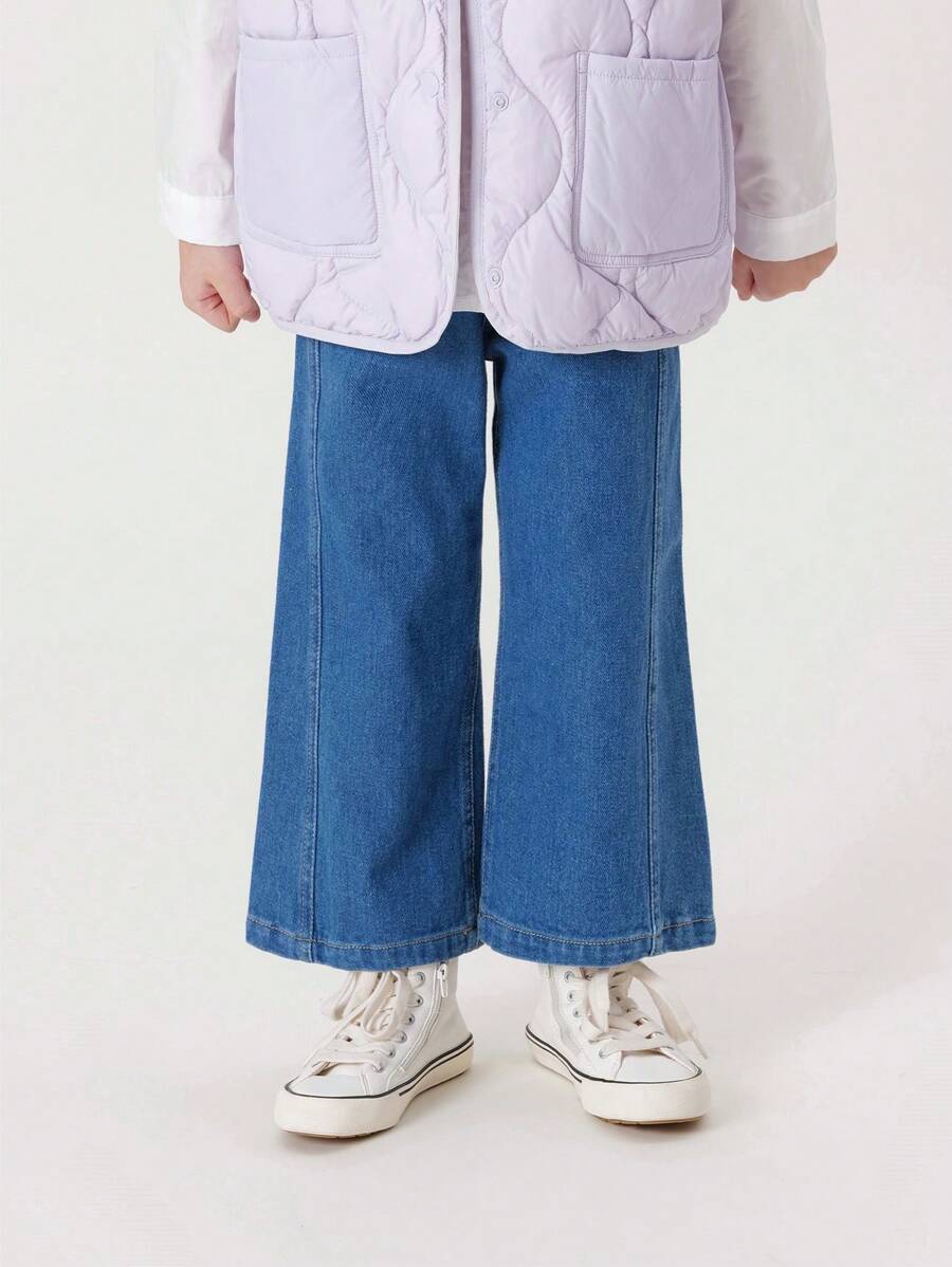 吐溫女孩秋季休閒時尚闊腿牛仔褲