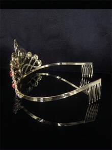 1 Miếng Mạ vàng Đỏ  Acrylic To lớn Pha lê Lễ hội Vương miện Buổi tiệc Phụ kiện tóc - Đỏ - Xem 2