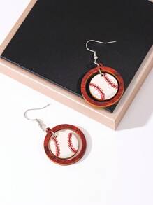 1pair Stylish Football Designed Dangle Earrings For Girls Suitable For Parties - Multicolor - View 1