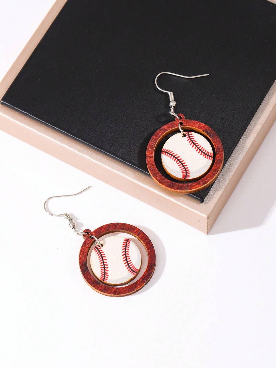 1pair Stylish Football Designed Dangle Earrings For Girls Suitable For Parties - Multicolor - View 1