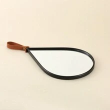 水滴形家居裝飾鏡,適用於牆壁裝飾,黑色鋁合金框架鏡 - 黑色 - 查看 5
