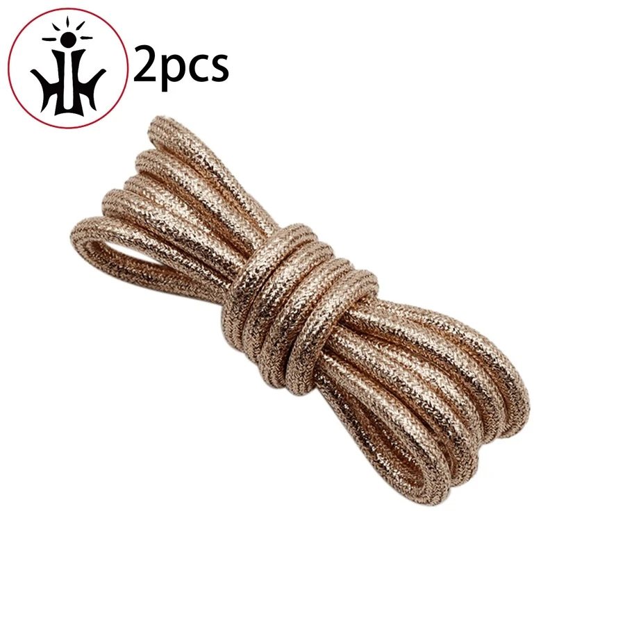 1對男女圓形金屬線鞋帶,適用於休閒鞋、運動鞋、機車靴,時尚酷炫