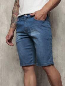 Liza Men's Denim Shorts With Lycra - Medium Wash - View 1