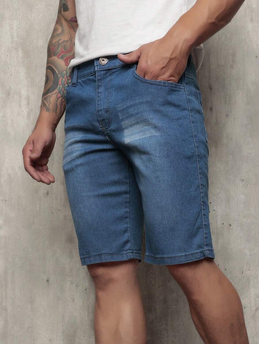Liza Men's Denim Shorts With Lycra - Medium Wash - View 1