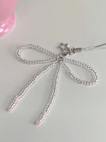 1pc Clear Transparent Butterfly Ribbon Keychain Cute Unique Bag Charm Pendant Keyring - Clear - View 2