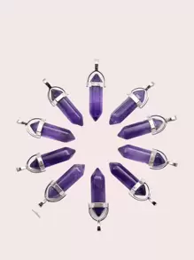 10PCS Natural Stone Agates Quartz Crystal Pendants For Necklace Charm Fluorite Hexagonal Pendant DIY Jewelry Making Accessories - Multicolor - View 1