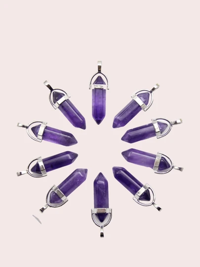 10 cái Đá tự nhiên Mã não Pha lê thạch anh Mặt dây chuyền Đối với Dây chuyền Đồ treo Fluorite Lục giác Vật rủ xuống DIY Làm đồ trang sức Phụ kiện