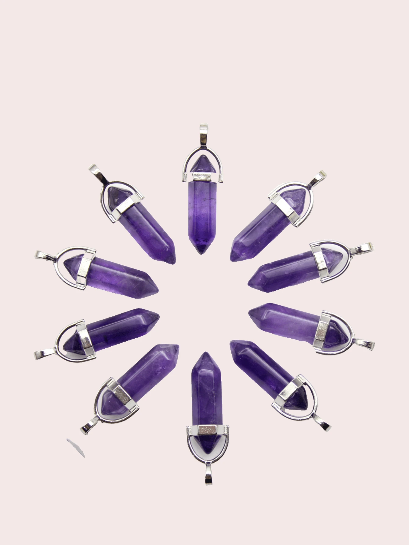 10PCS Natural Stone Agates Quartz Crystal Pendants For Necklace Charm Fluorite Hexagonal Pendant DIY Jewelry Making Accessories - Multicolor - View 1