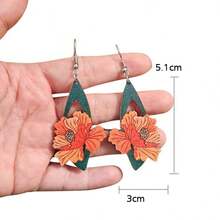 1對可愛的木質鳥、聖誕老人、樹、花、蠟燭、雪人設計耳環,適用於聖誕節裝飾、禮物和紀念品(秋季主題)