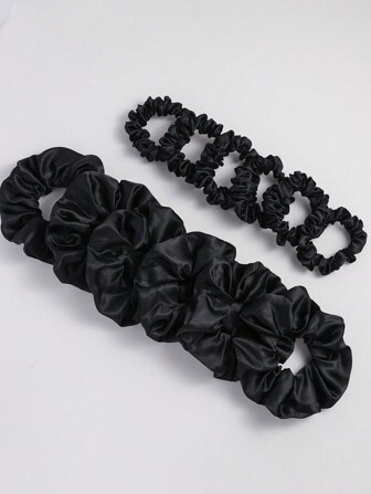 12pcs/Set Women's Satin Scrunchies For High Ponytail And Hair Bun, No Damage Hair Ties Casual Scrunchy Hair Ties Hair Accessories