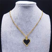 1pc Golden Stainless Steel Heart Shape Pendant Necklace With Rhinestone For Women'S Daily Wear - Gold - View 2