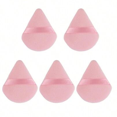 5pcs Pink Triangular Powder Puff For Loose Powder, Water Crystal & Short Villus Design, Soft And Non-Powder Absorption,Makeup,Cheap,Room Decor,Vanity,Travel,Bedroom,Makeup Accessories,Puff,Makeup Blender,Powder Puff,Makeup Sponge,Cheap,Stocking Stuffers,Makeup,Makeup Tools,Cheap Stuff,Gifts,Gifts For Women,Christmas Gifts,Giveaways,Travel,Cheap Stuff,Travel Essential
