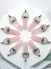 10PCS Natural Stone Agates Quartz Crystal Pendants For Necklace Charm Fluorite Hexagonal Pendant DIY Jewelry Making Accessories - Multicolor - View 29