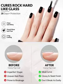 底油和面油套装，2 瓶 15ml 亮面哑光免擦拭组合，适用于 UV/LED 光固化凝胶指甲油，美甲 DIY 美甲沙龙女士礼物 - 無色 - 查看 4