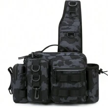 1pc New Design Grey Lure Bag, Multifunctional Shoulder Fishing Bag With Waterproof And Storage Function. Suitable For Outdoor Activities - Dark Grey - View 2