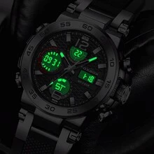 Reloj deportivo Fox Box Boy, reloj de moda con doble pantalla, luz nocturna, alarma y resistente al agua - Plateado - Ver 8