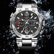 Reloj deportivo Fox Box Boy, reloj de moda con doble pantalla, luz nocturna, alarma y resistente al agua - Plateado - Ver 7