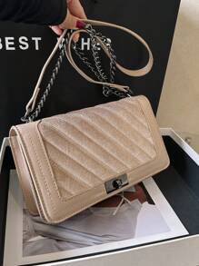 Fashionable Velvet Small Square Bag With Lock Buckle, Versatile Style