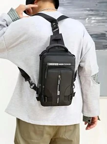 Outdoor Fashionable Casual Nylon Men's Waist Bag Anti Theft Sling Crossbody Backpack Shoulder Bag, Lightweight Strap With USB Charger Port(Random Letters) Chest Bag Sling Bag Multifunctional With Adjustable Strap Vacation Black Bag Men's Accessories College Bag Summer Dad Freshman Multi-Functional Dorm University Side Bag Travel Christmas Holiday Thanksgiving Gifts Holiday Essentials Fanny Pack Back To School The Sporty Life Summer Bag Spring Break Bag Pack Belt Bag School Supplies
