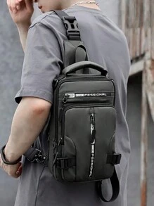 Outdoor Fashionable Casual Nylon Men's Waist Bag Anti Theft Sling Crossbody Backpack Shoulder Bag, Lightweight Strap With USB Charger Port(Random Letters) Chest Bag Sling Bag Multifunctional With Adjustable Strap Vacation Black Bag Men's Accessories College Bag Summer Dad Freshman Multi-Functional Dorm University Side Bag Travel Christmas Holiday Thanksgiving Gifts Holiday Essentials Fanny Pack Back To School The Sporty Life Summer Bag Spring Break Bag Pack Belt Bag School Supplies