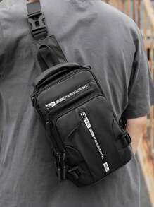 Outdoor Fashionable Casual Nylon Men's Waist Bag Anti Theft Sling Crossbody Backpack Shoulder Bag, Lightweight Strap With USB Charger Port(Random Letters) Chest Bag Sling Bag Multifunctional With Adjustable Strap Vacation Black Bag Men's Accessories College Bag Summer Dad Freshman Multi-Functional Dorm University Side Bag Travel Christmas Holiday Thanksgiving Gifts Holiday Essentials Fanny Pack Back To School The Sporty Life Summer Bag Spring Break Bag Pack Belt Bag School Supplies