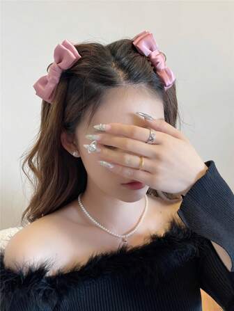 2 pièces Barrette décorative en forme de nœud pour femmes, convient pour le port quotidien et les événements, accessoires roses pour la Saint-Valentin, accessoires capillaires, pince à cheveux, pinces à cheveux, pince à cheveux, pince à cheveux pour tenues de vacances pour femmes