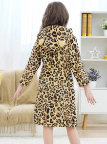 女孩豹紋印花3d貓耳睡衣 - 彩色 - 查看 2