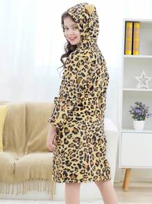 女孩豹紋印花3d貓耳睡衣 - 彩色 - 查看 7